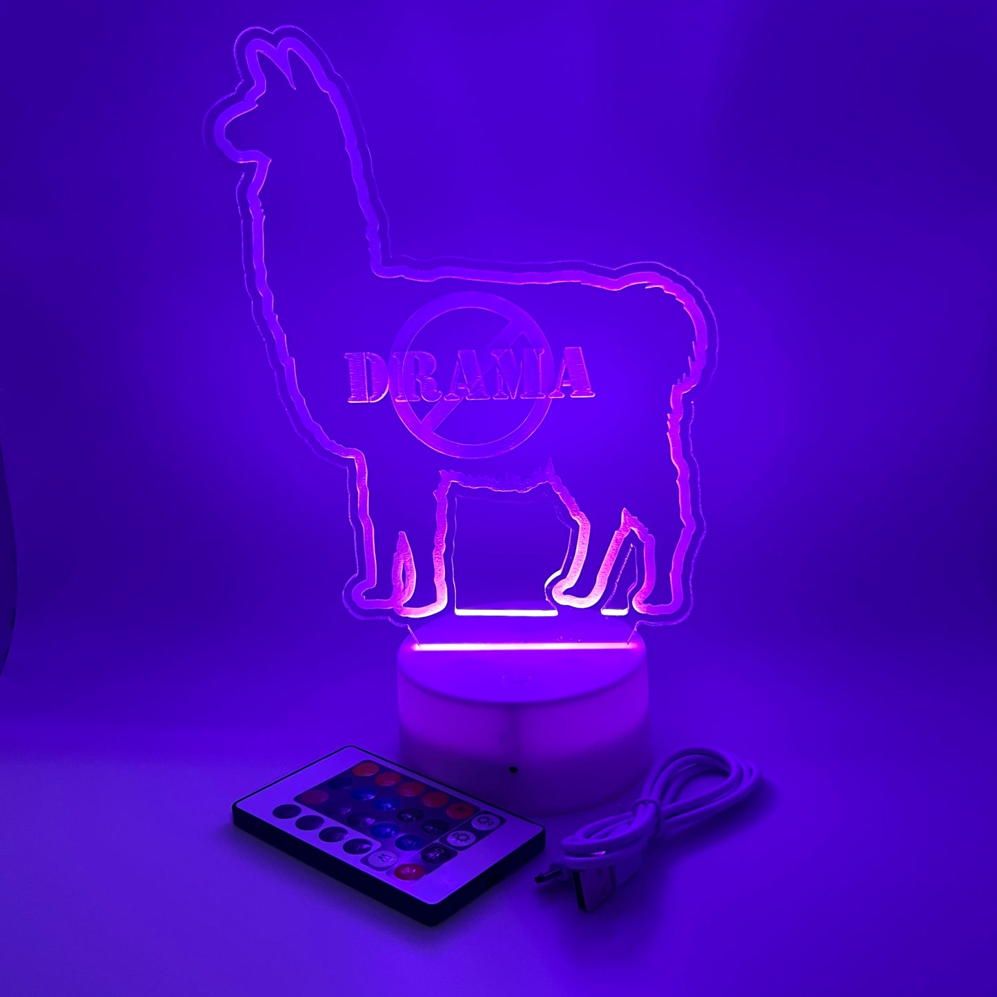 No Drama Llama Lit Acrylic Sign