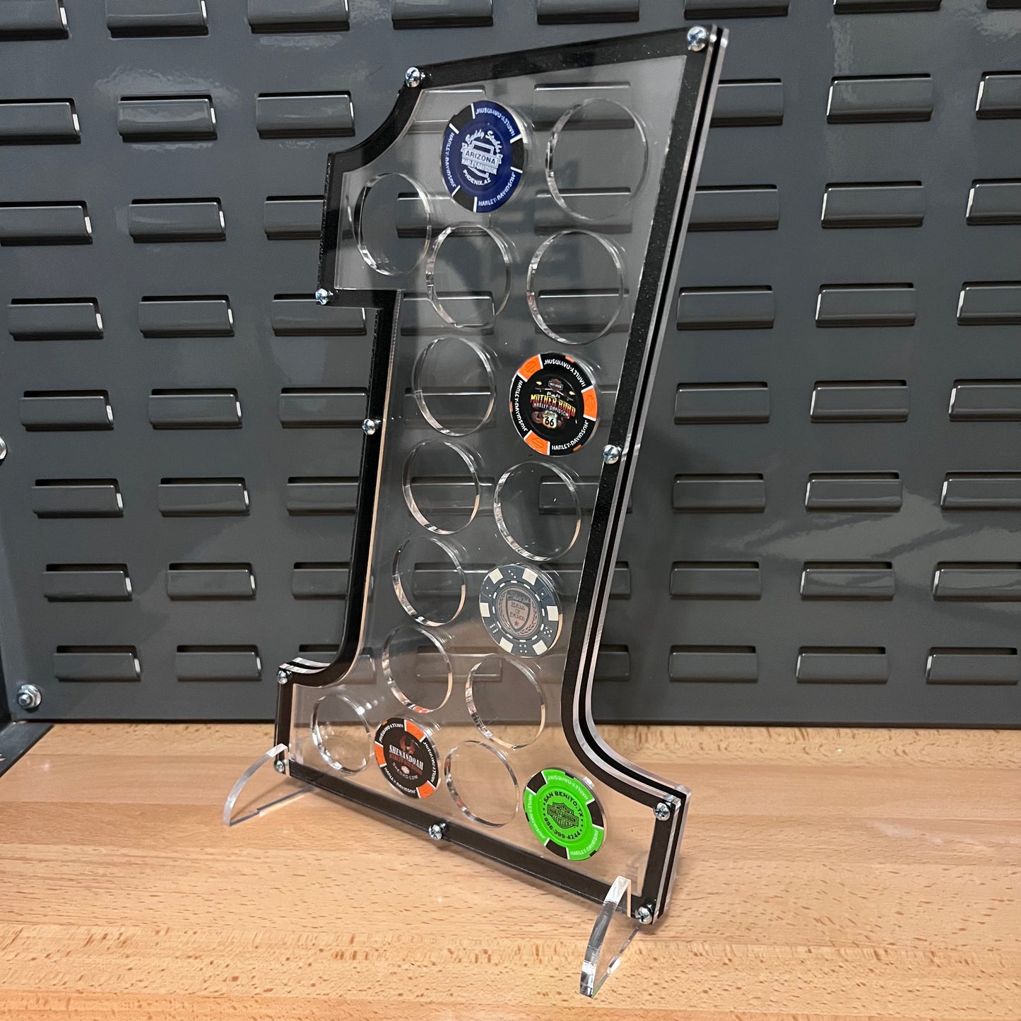 Number One Harley Davidson Poker Chip Display