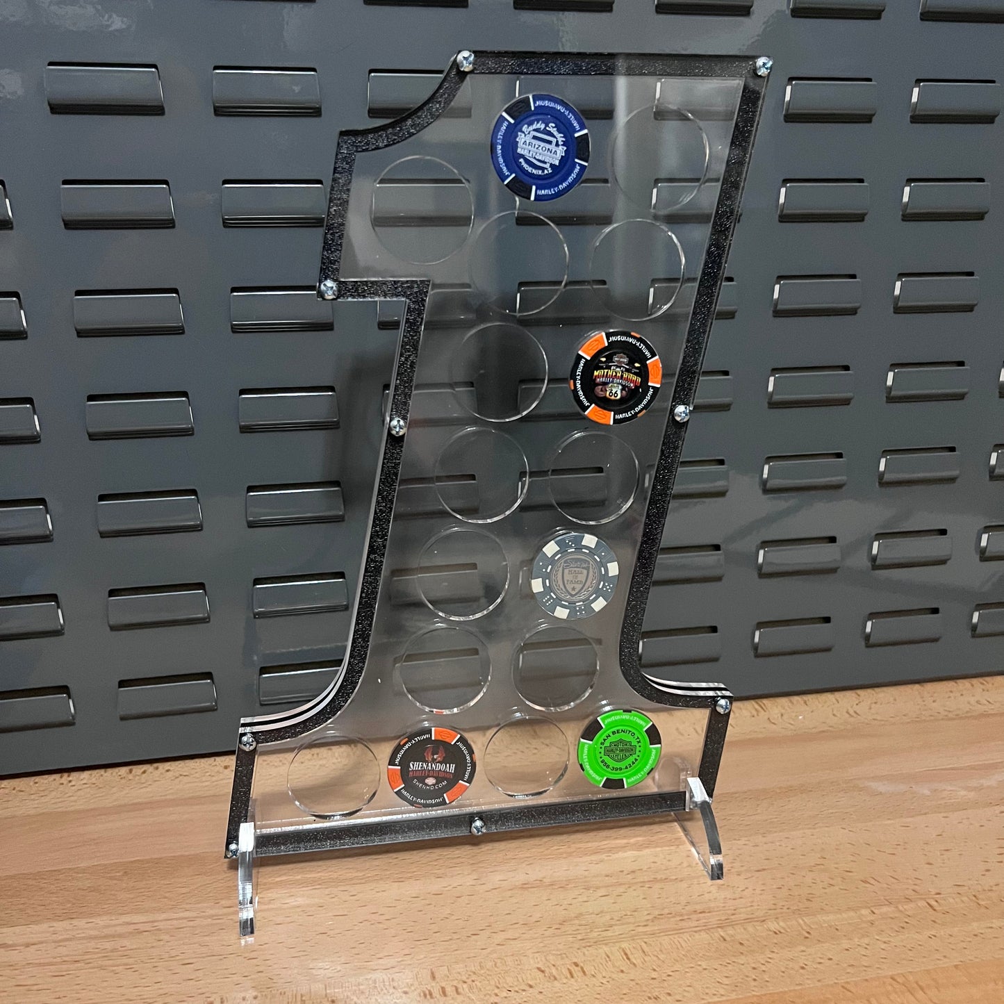 Number One Harley Davidson Poker Chip Display