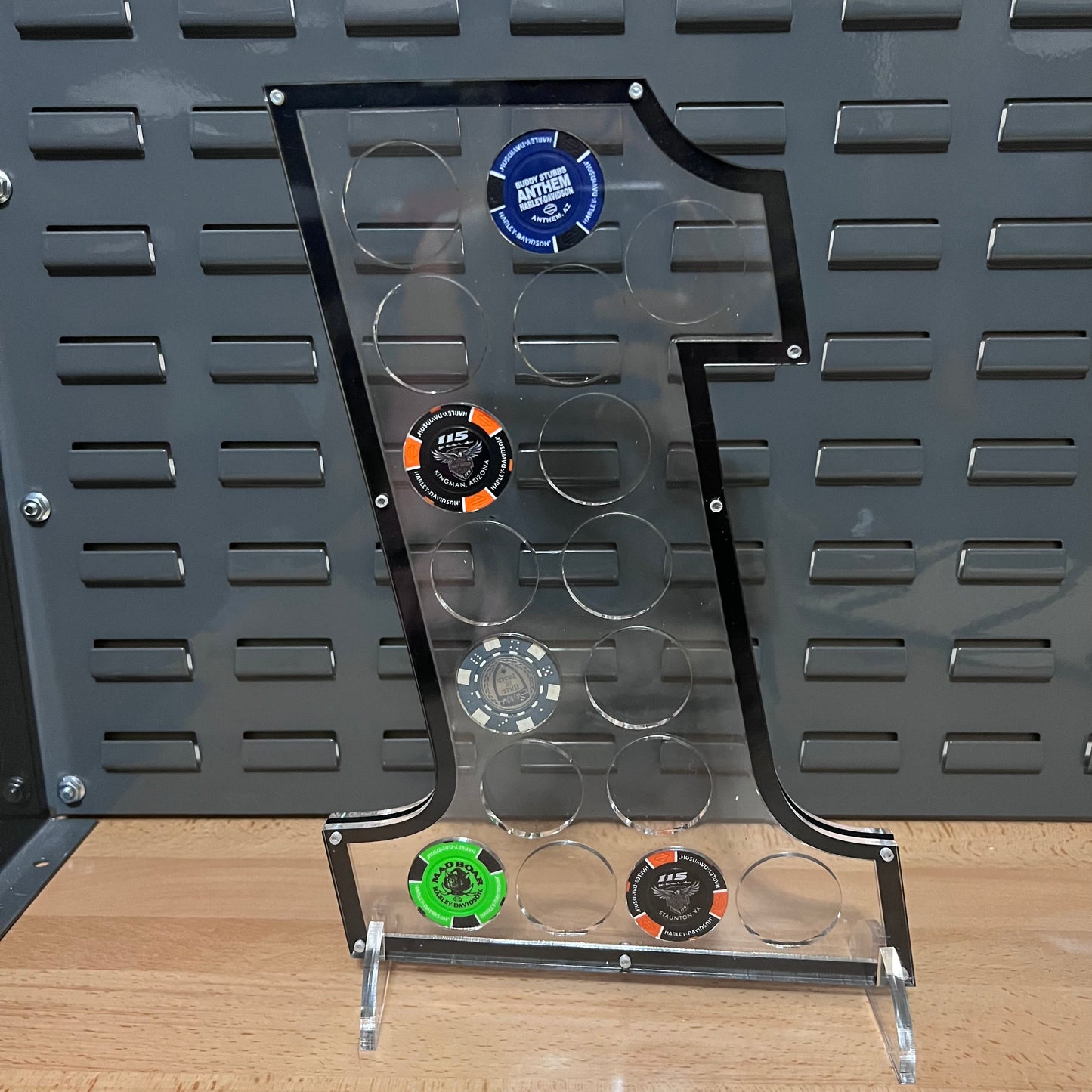 Number One Harley Davidson Poker Chip Display