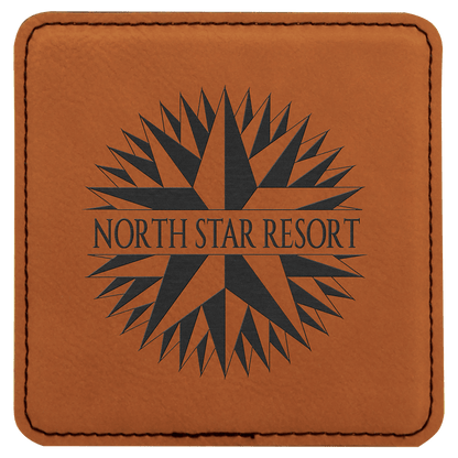 Rawhide 4" x 4" Square Laserable Leatherette Coaster