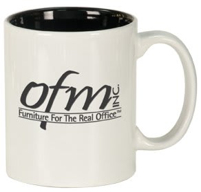 White Black 11 oz. Ceramic Round LazerMug