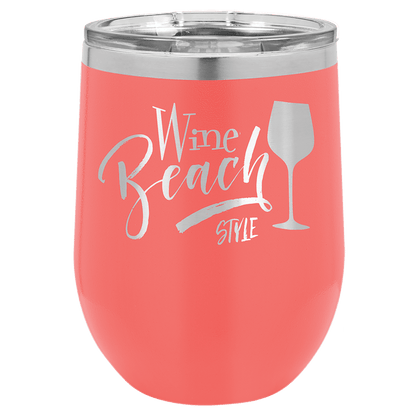 Coral Polar Camel 12 oz. Vacuum Insulated Stemless Wine Tumbler with Lid