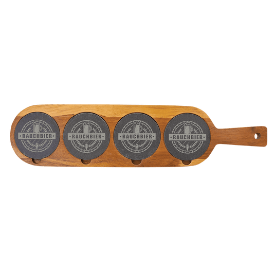 18 1/2" x 4 1/4" Acacia Wood/Slate Serving Board